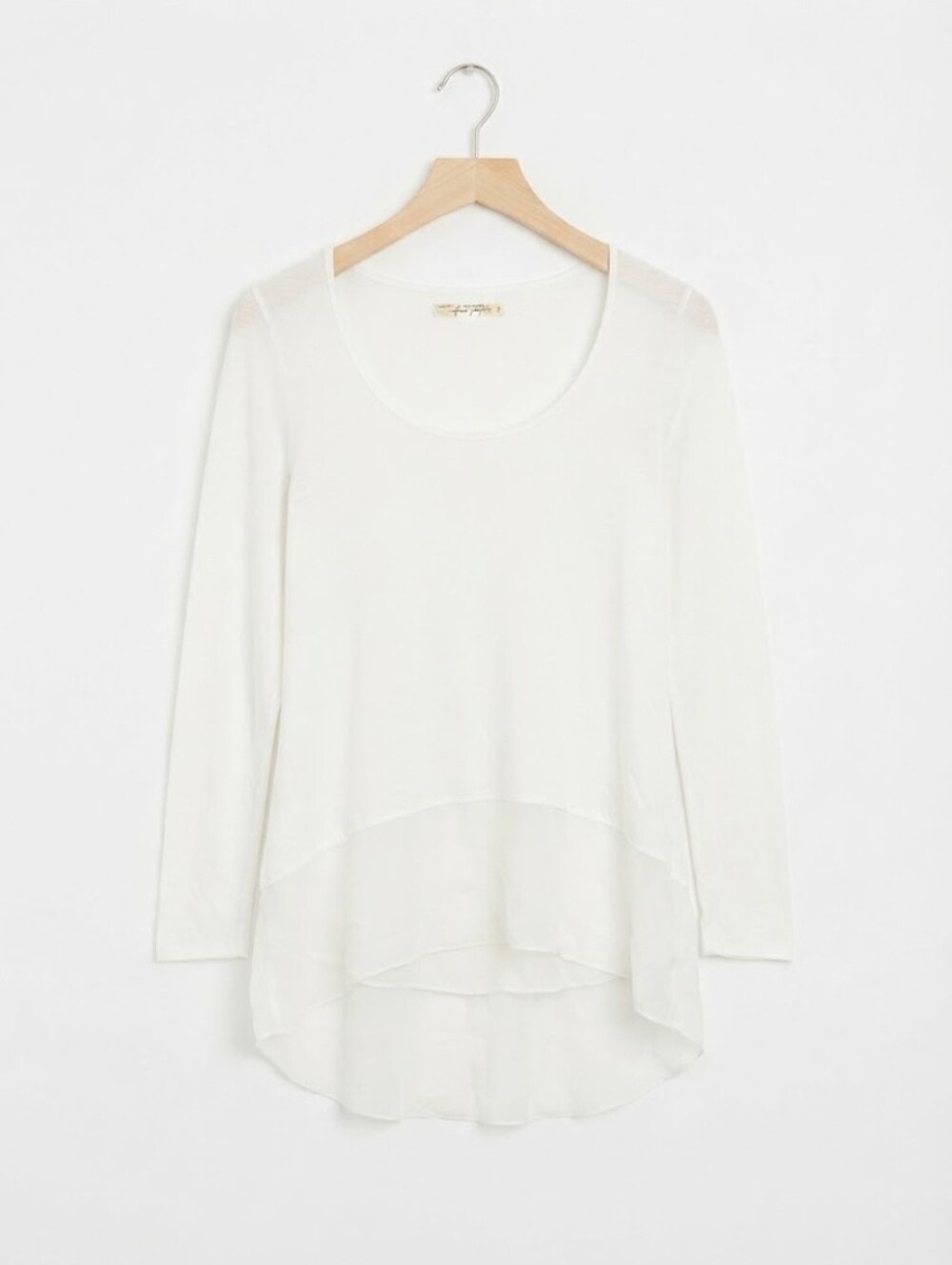 Free People Cream Layered High-Low Long Sleeve Tunic Size S